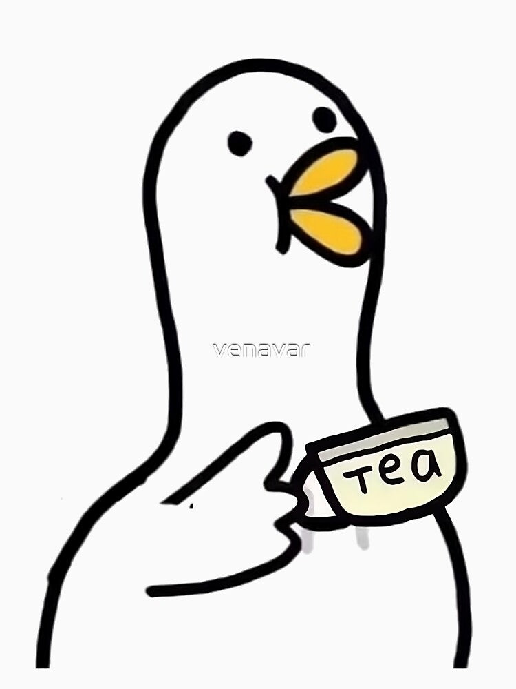 funny duck hold acup of tea, funny duck drink a tea by venavar