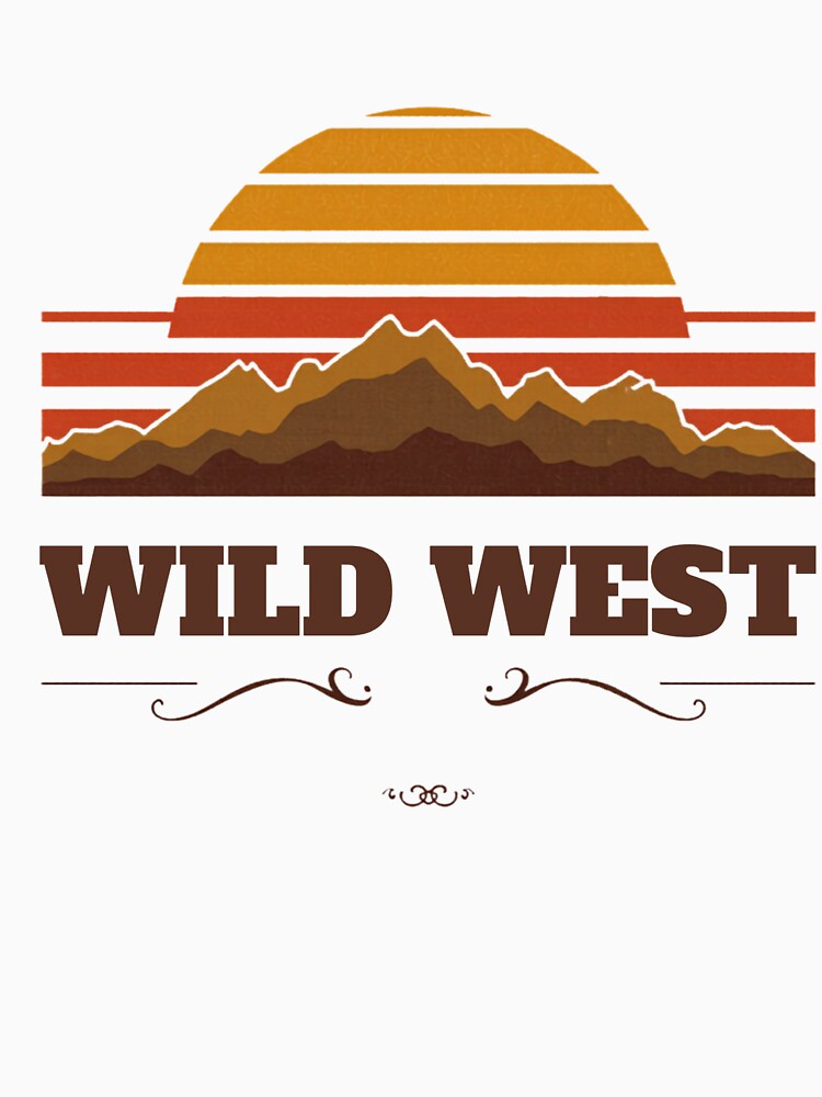 Wild West Vintage Sunset Mountain T-Shirt | Retro Western Cowboy Landscape Design by Vintage-Art86
