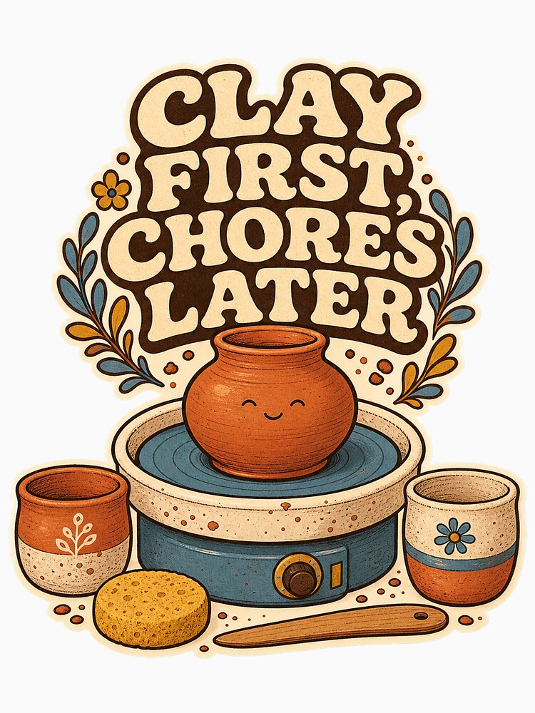 Clay First Chores Later Vintage Pottery Humor by CheerfulNest