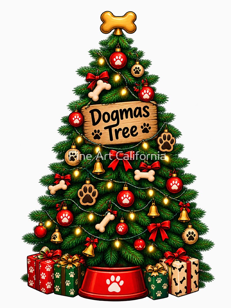 Dogmas Tree Christmas Dog Lover Funny Christmas Tree Holiday Design by Fine Art California