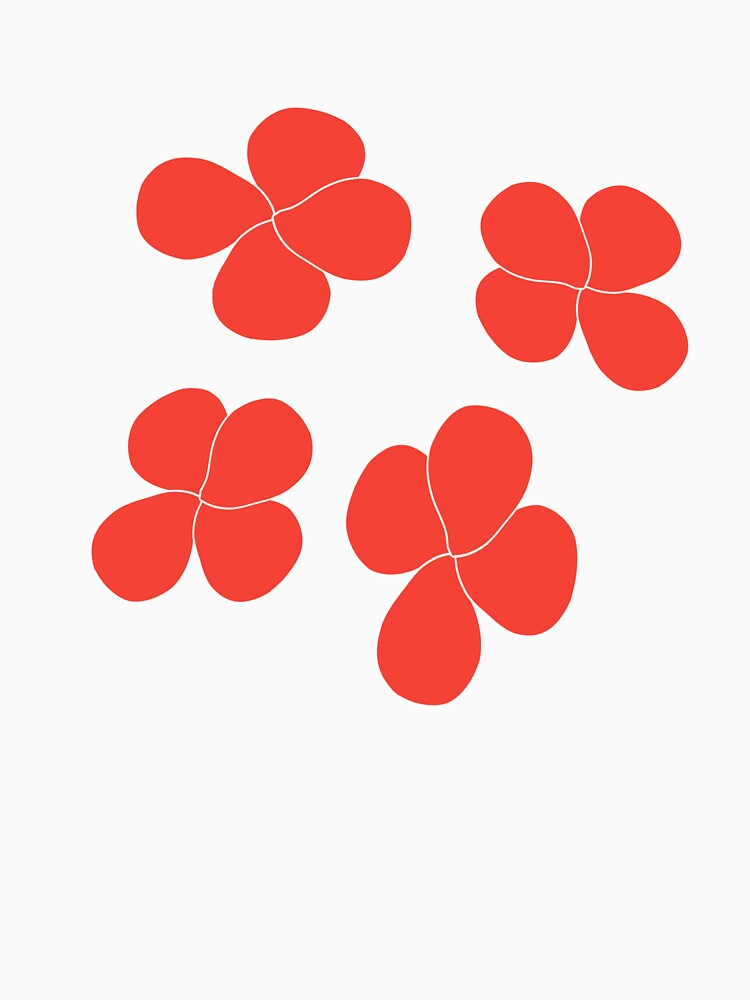 Four petaled red flowers Stylized hand-drawn illustration graphic art by MagicMaker1984