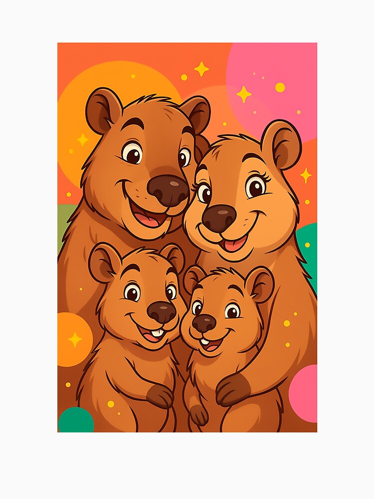 CapyFam – Adorable Cartoon Capybara Family Illustration by CapyToon