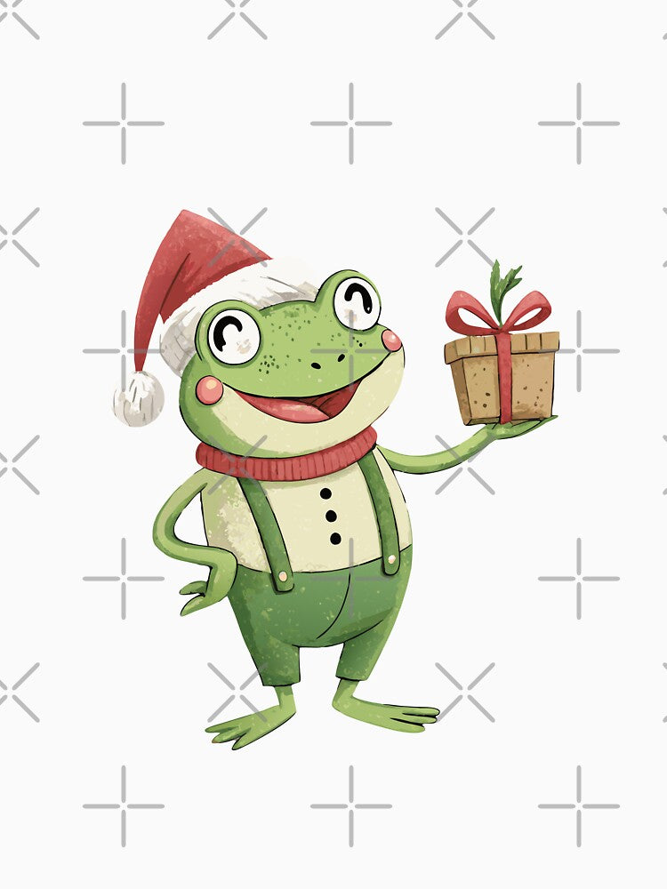 Festive Frog with Gift by Alihassan-Art
