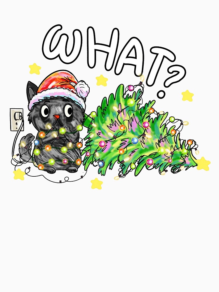 Black Cat What Christmas Cat Lover Gift Xmas Holiday Christmas Cat by bethanyrodgers6