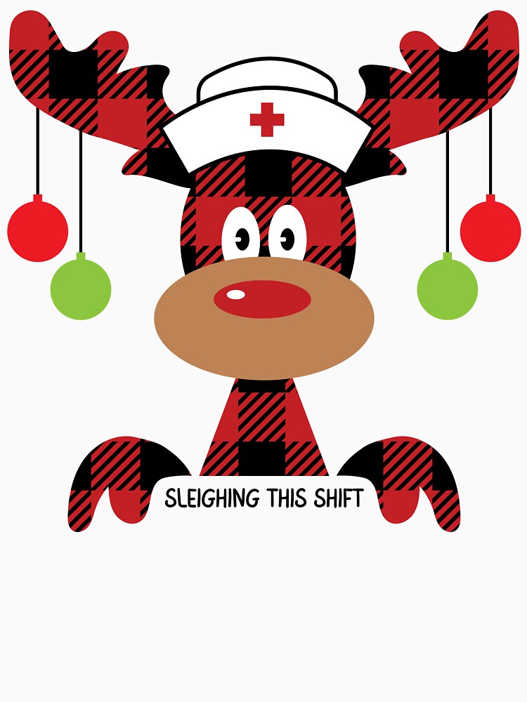 Sleighing This Shift | Plaid Reindeer Nurse | Cute Christmas Nurse Design by NANursing