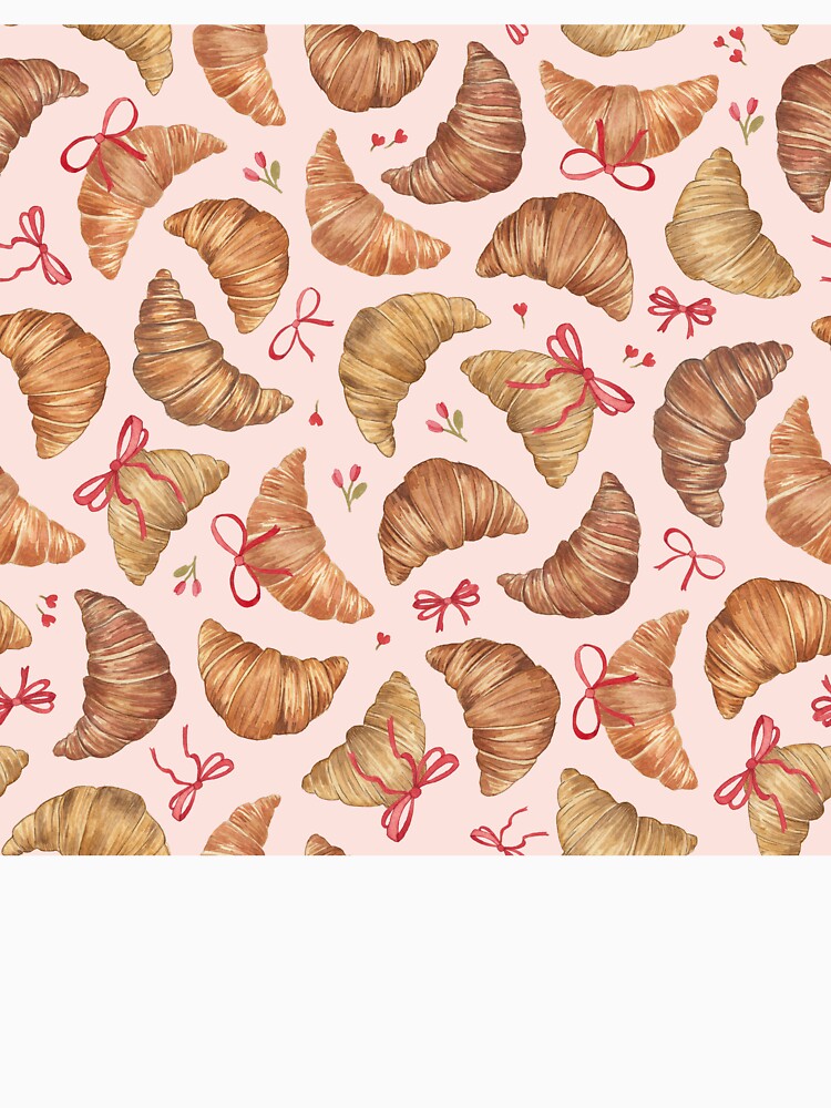 Coquette croissant bows on pink by Elena  O'Neill