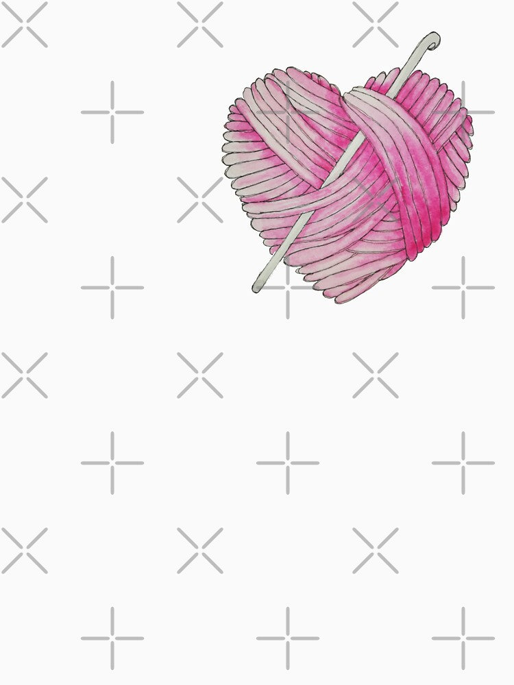 Pink Yarn Heart Ball of Wool and Crochet Hook by RosalieReeves