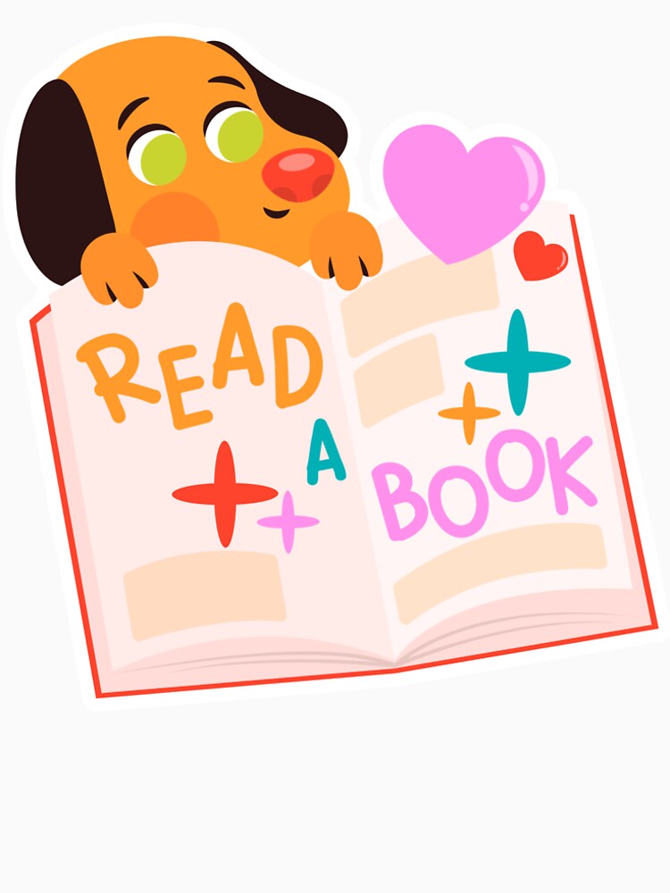 Read a Book – Cute Dog Reading Sticker, T-Shirt, Tote by ELLIE COLE CO.