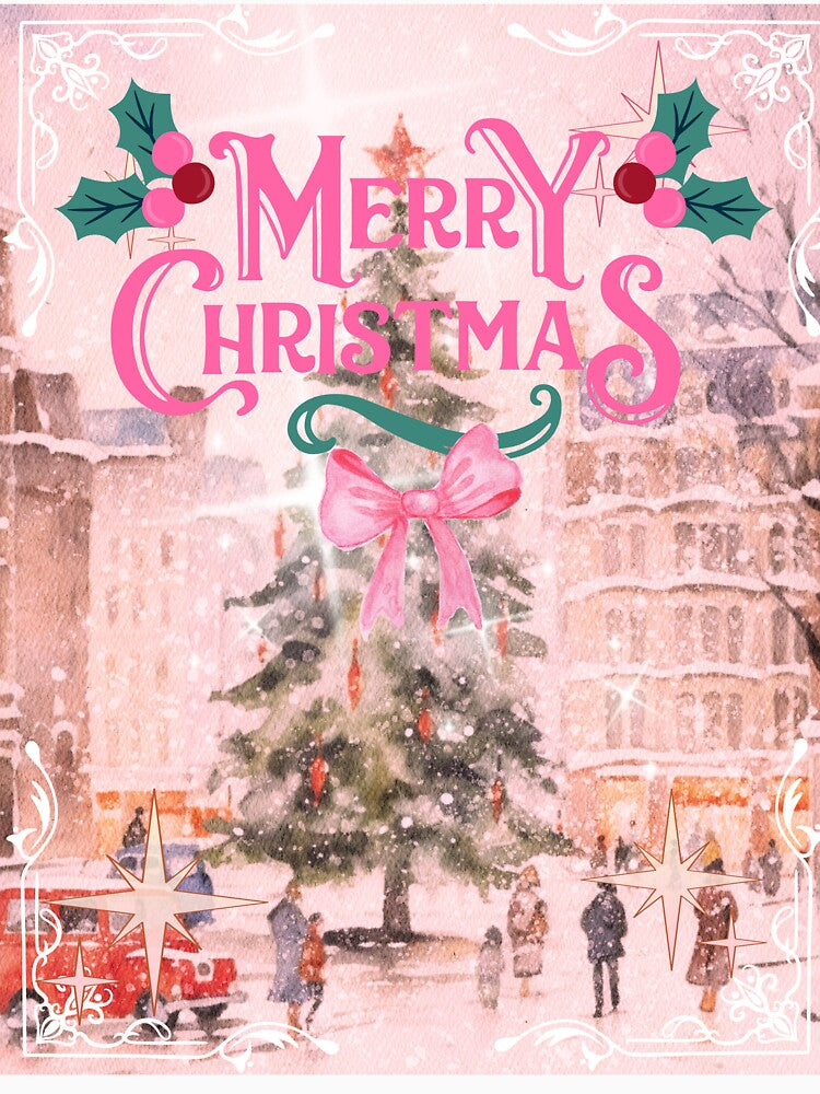 Pink Merry Christmas Winter Wonderland by bowsbotanicals