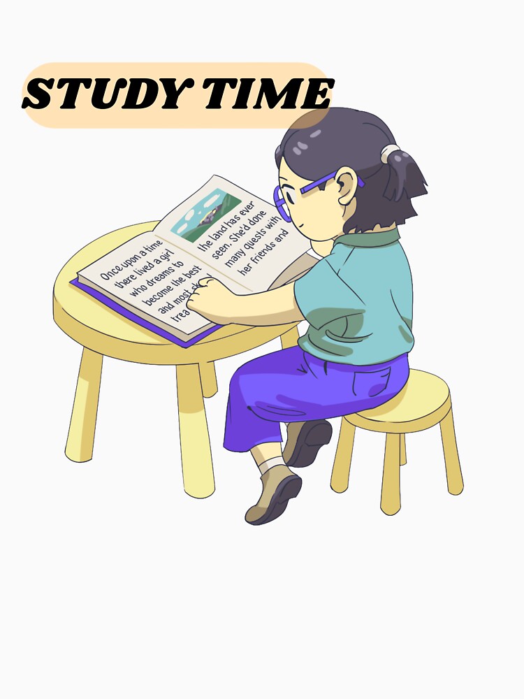 Study Time Cute Anime Girl Reading Book Kawaii Aesthetic by vibecraft_studio2
