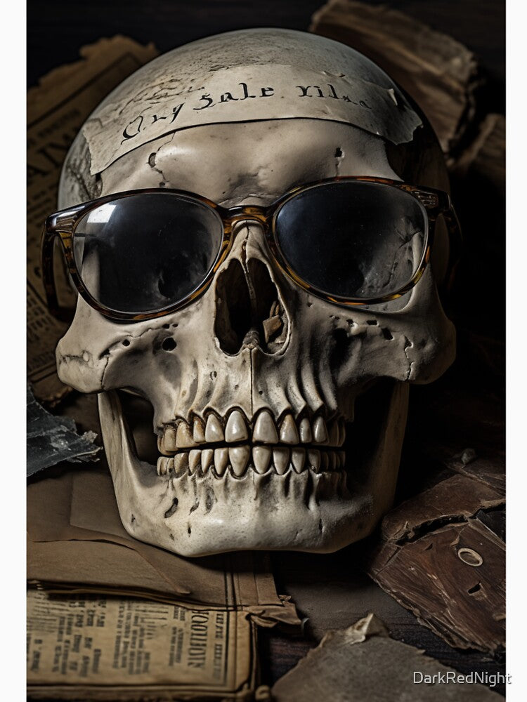 skull with glasses by DarkRedNight