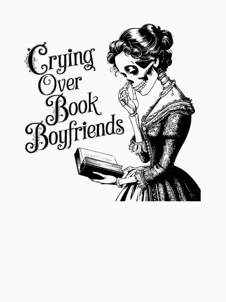 Crying over book boyfriends – funny romance reader design by CleanDecor