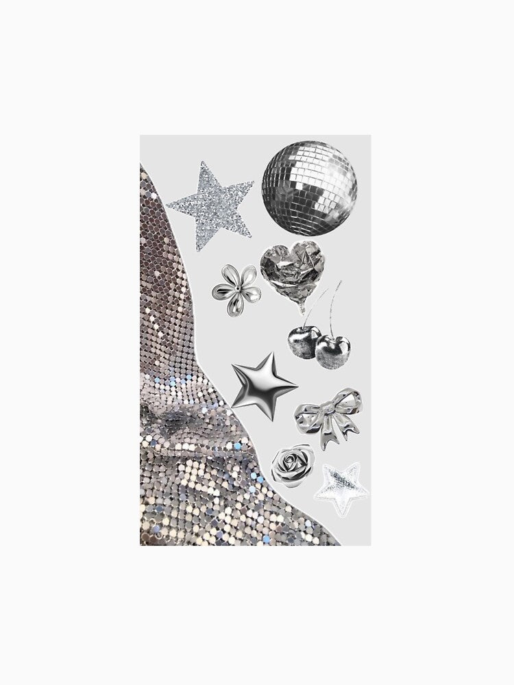Silver Chrome Aesthetic Disco Ball Y2K Collage Art by seythegirls