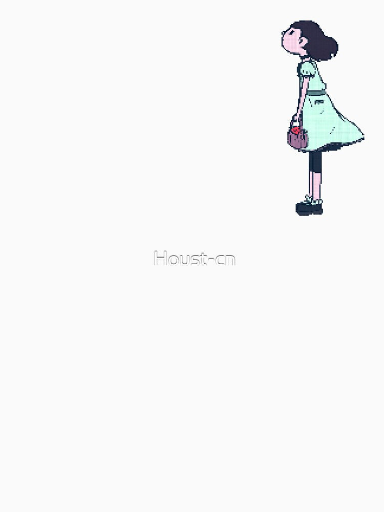 Pixel girl with oranges looks at the sky -cold colors- Pixel art illustration by Houst-cn