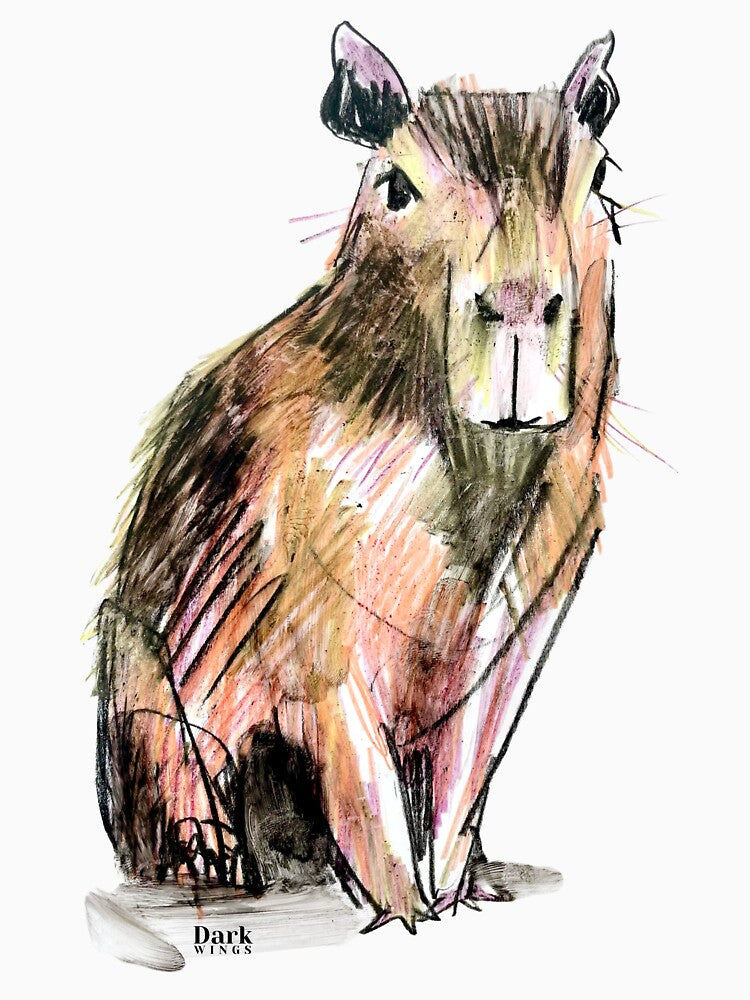 Cheesecake the Capybara Sitting by DarkWingsWild