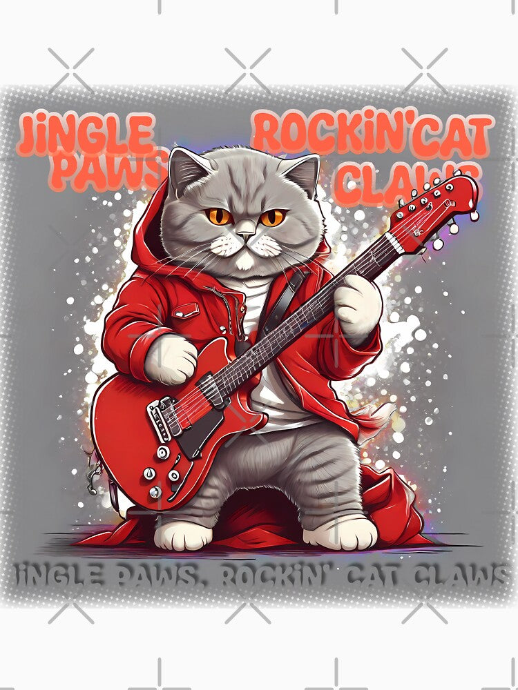 Festive Feline: Rockstar Cat in Red Coat - Jingle Paws Edition by purrfect pattern