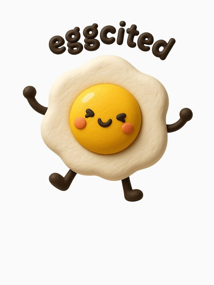Eggcited | Cute Fried Egg Kawaii Character | Funny Breakfast Food Pun by Eathusiast