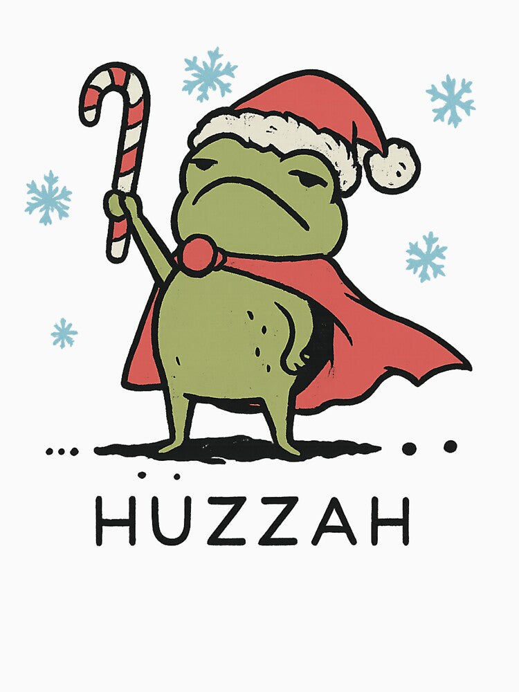 Funny Grumpy Frog "Huzzah" Sarcastic Christmas Santa Hat by haitrieuic96
