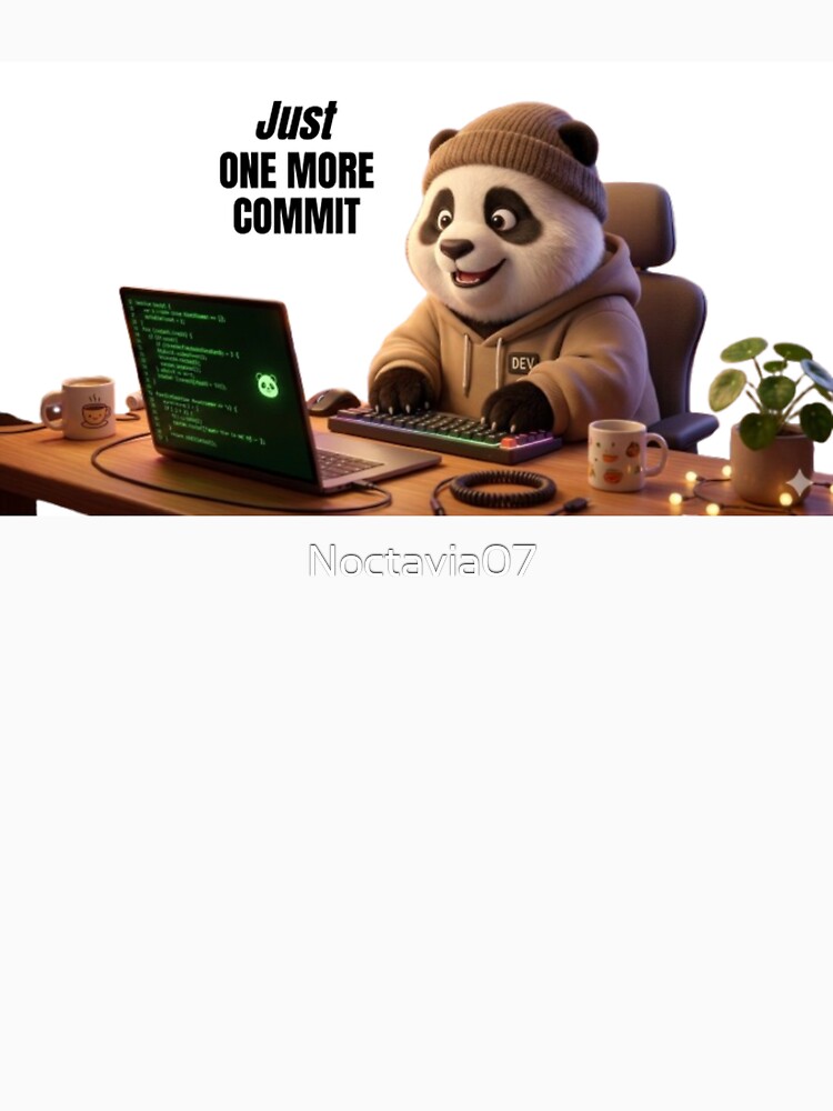 Just One More Commit Funny Panda Programmer Coding Meme by Noctavia07