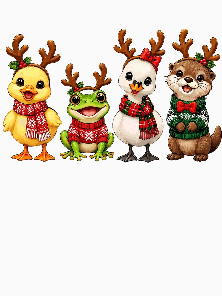 Christmas Reindeer Duck Frog Otter Friends by Svenniibee