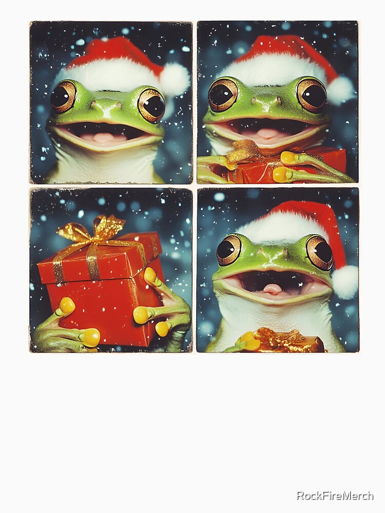 Funny Frog Christmas Photobooth – Cute Frog in Santa Hat by RockFireMerch