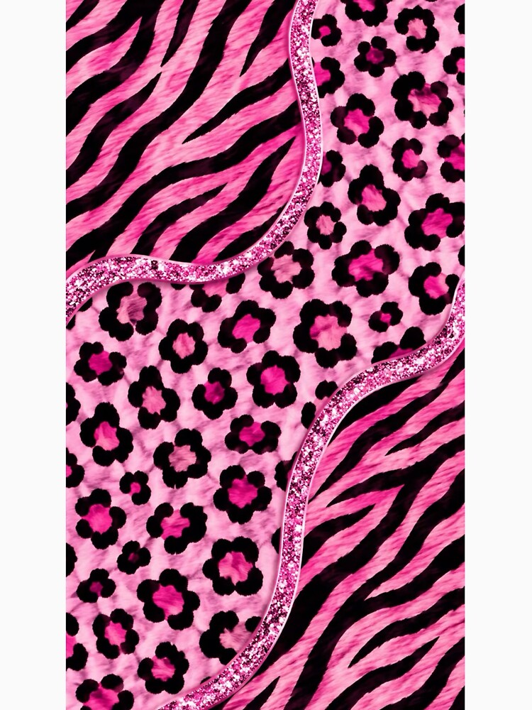 Hot Pink Glitter Animal Print Collage | McBling Girly Y2K & Pink Scene Aesthetic by BrontesWhimsyStore