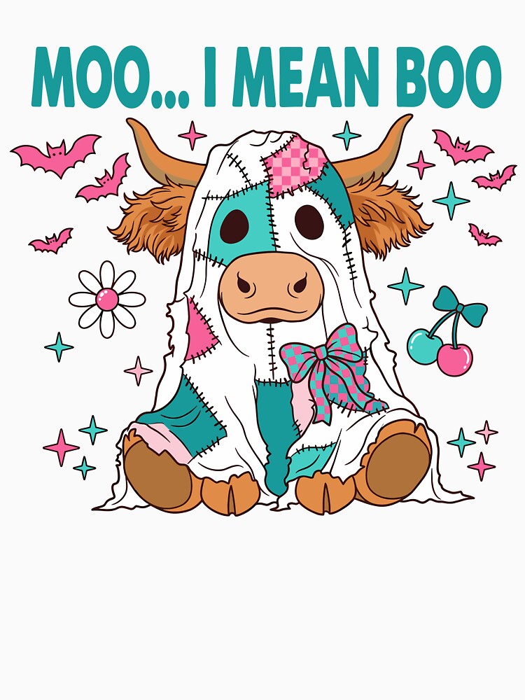 Moo I Mean Boo Ghost Highland Cow Halloween by KroghDs