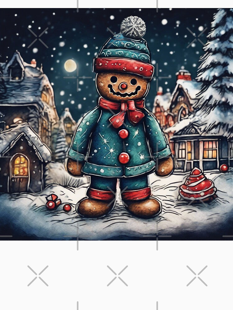 Christmas and Holiday Gingerbread man - Watercolor & Ink 8 by KBMediaArt