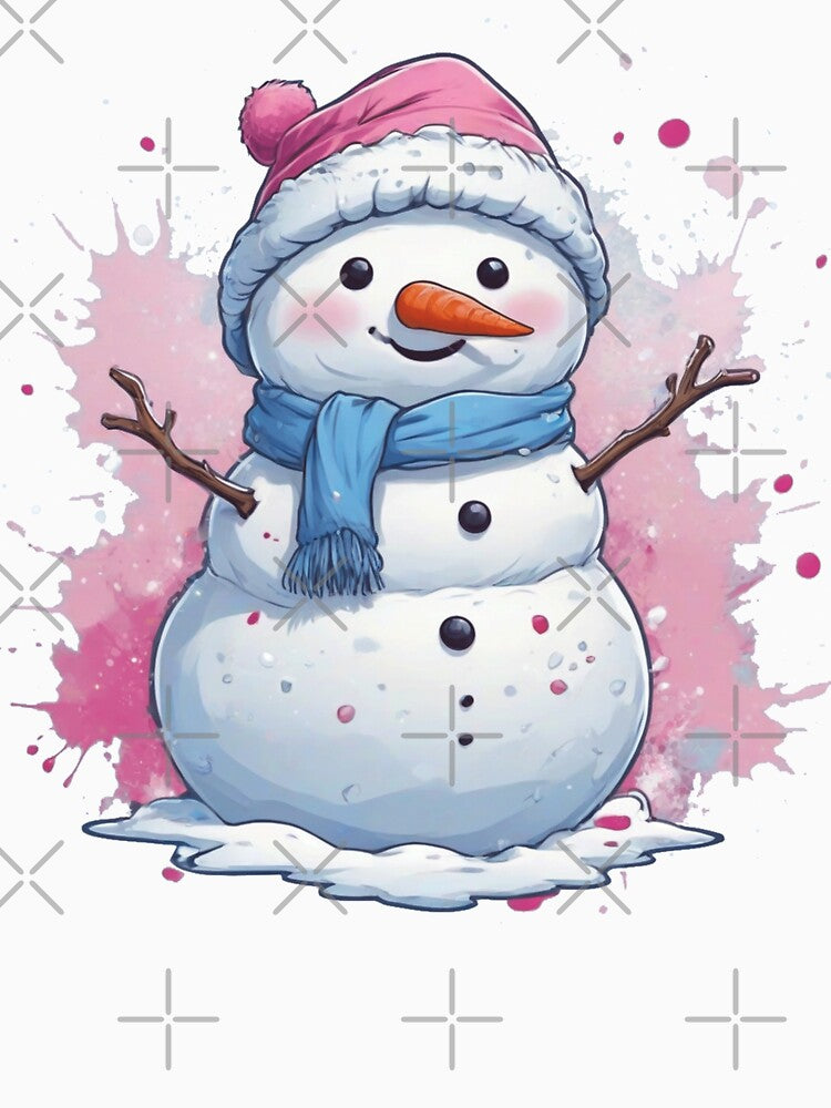 cute snowman in a snowy winter wonderland by nyhhhh