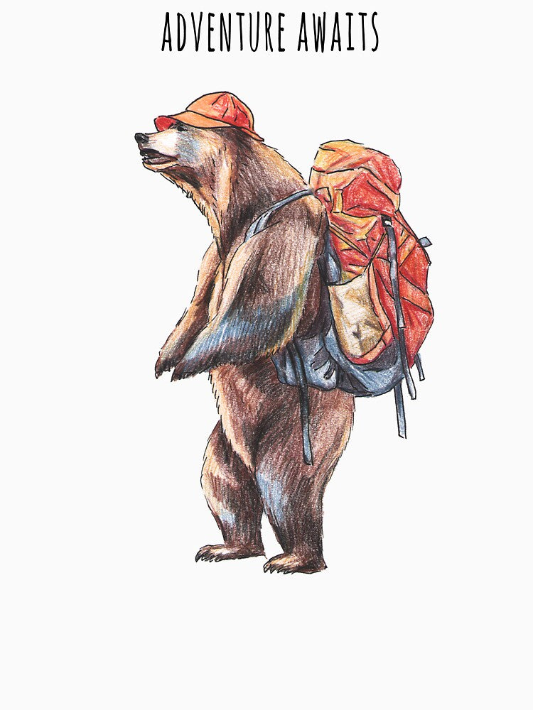 Cute Bear with Backpack – Adventure Awaits Hiking Buddy by art-tee-ua