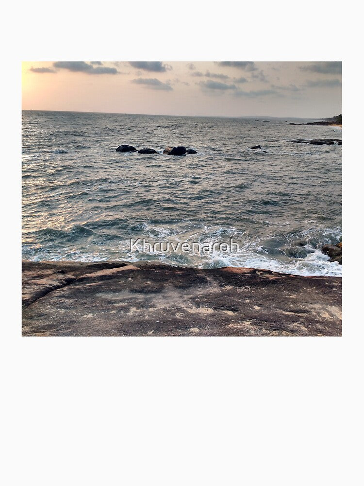 Beautiful ocean waves orange sunset by Khruvenaroh