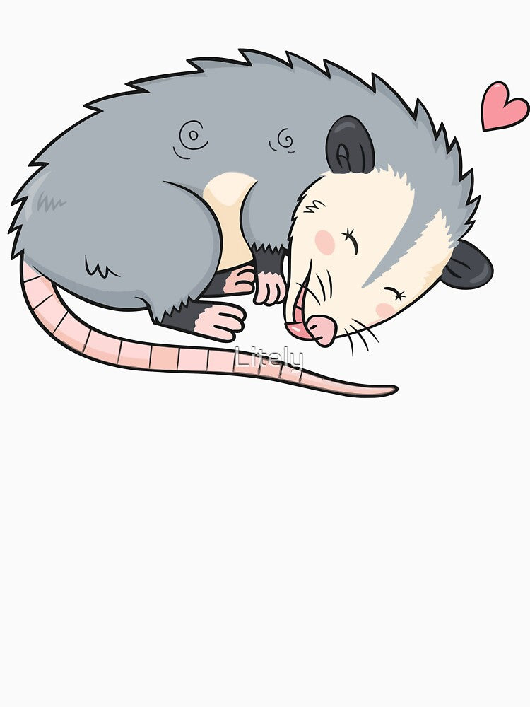 Cute Sleeping Opossum Heart Kawaii Possum by Litely