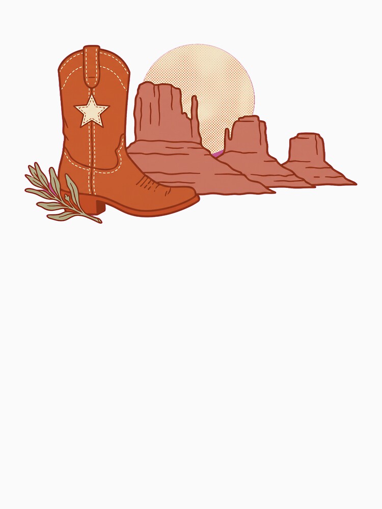 Cowboy Boot Desert Mesa Vintage Travel Illustration by Ninjacatoff