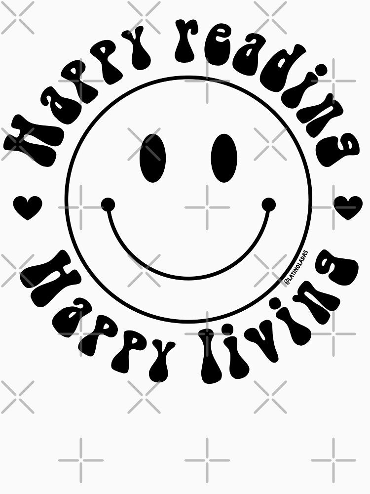 Happy Reading Happy Living / Black Book Heart Bookworm Aesthetic Reading Lover Quote For Kindle Readers Tbr Booktok by Latinoladas