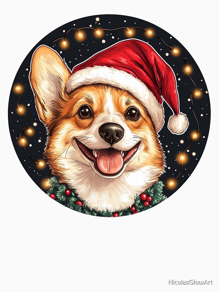 Corgi With Christmas Hat by NicolasGlowArt
