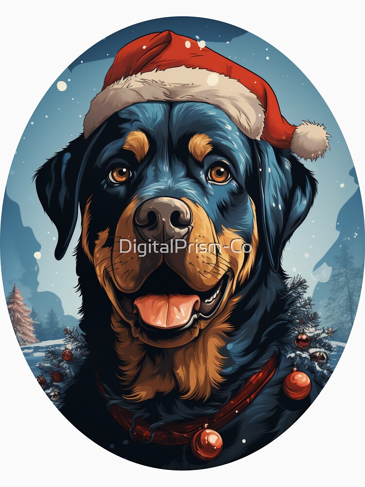 Christmas Rottweiler in Snow by DigitalPrism-Co