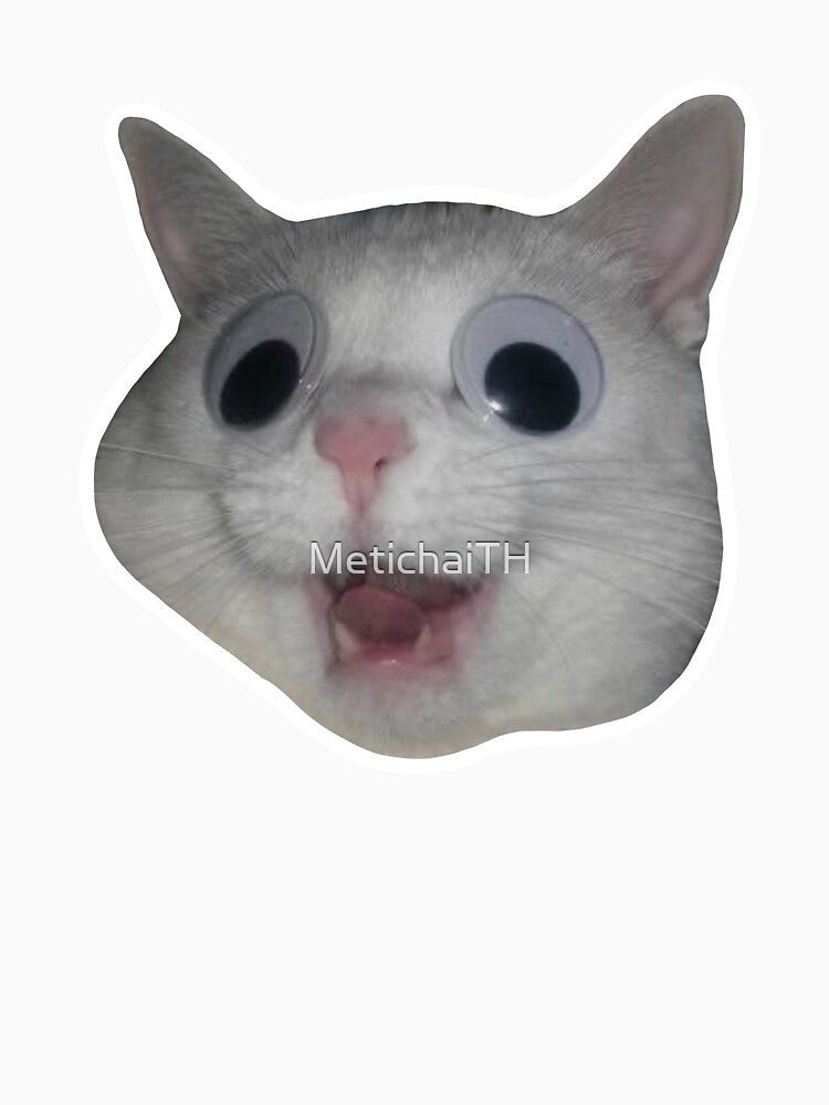MEME Googly Eyes Cat - Surprised & Funny Sticker (Collection7-1) by MetichaiTH