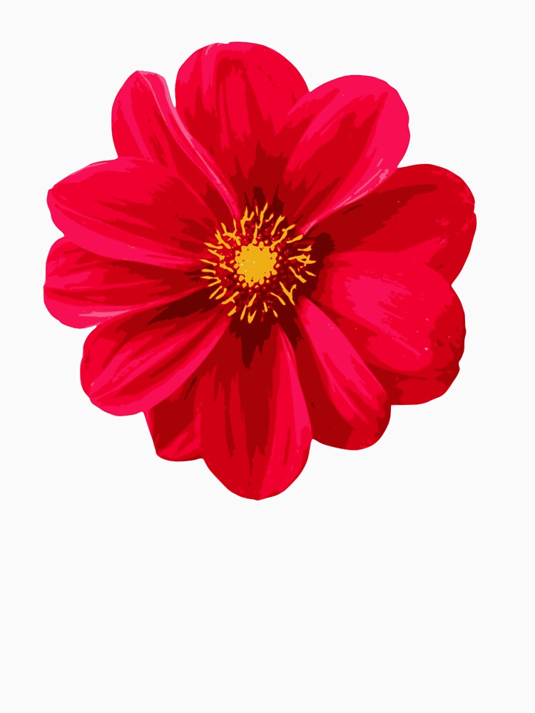 Vibrant Red Dahlia Flower Botanical Graphic Illustration by vibecraft_studio2