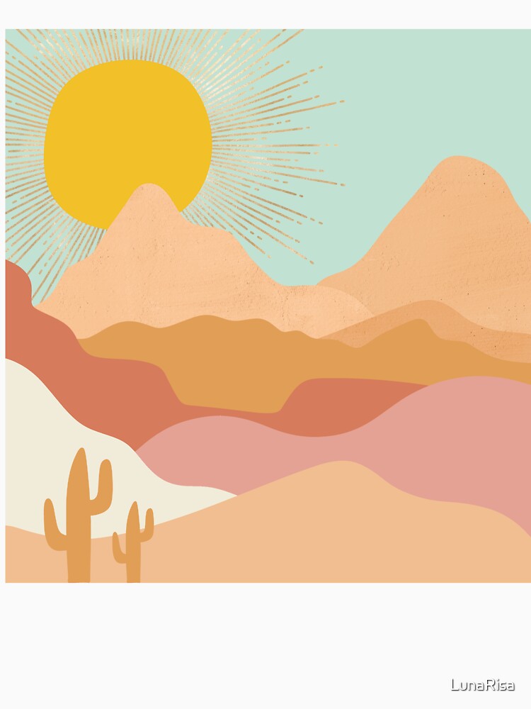 Boho South Western Cactus Desert Mountain Landscape by LunaRisa