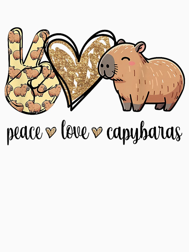 Kawaii Kids Womens Girls Peace Love Meme Lover Capybara Art for Men Women Kids , Capybara Gift Lover by DZIRI NAJAT