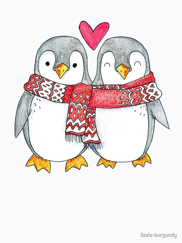Winter Penguin Lovers Cute Christmas by lizzie-burgundy