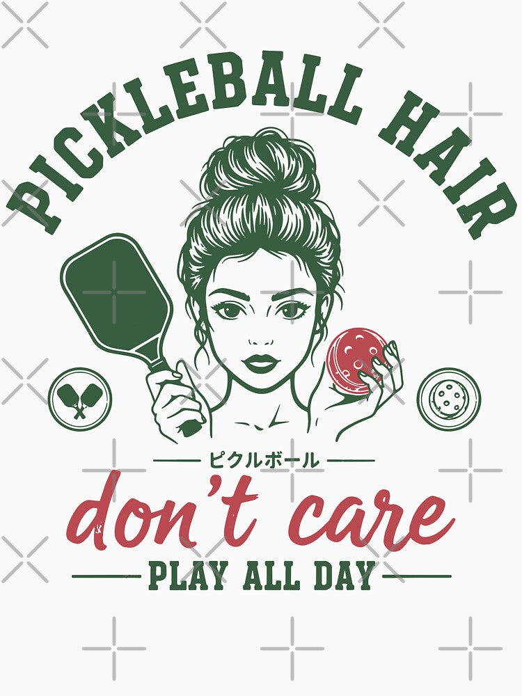 Pickleball Hair Dont Care Play All Day Funny by LuminOrb