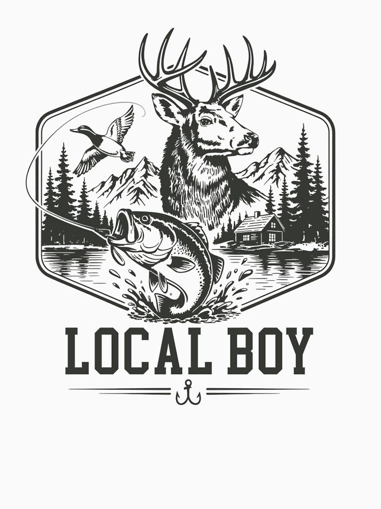 Local Boy Deer Hunting Fishing Lover by nosu-art-pod