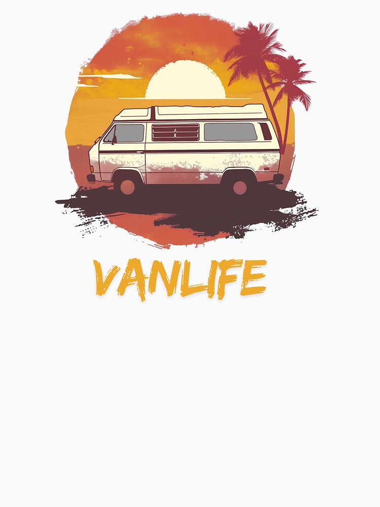Vanlife Sunset- Retro RV on the Beach by Maciej  Strzelczyk