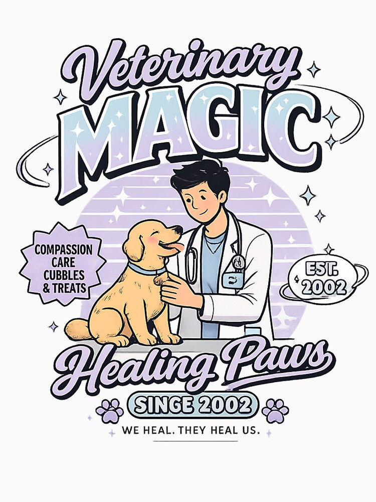 Veterinary Magic Healing Paws Retro Design by CMA Design Studio