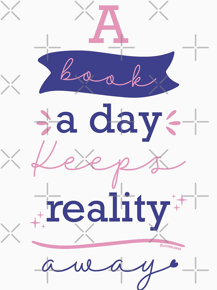 A Book A Day Keeps Reality Away / Pink Blue Bookish Aesthetic Quote For Kindle Girlie Readers Tbr Ya Books by Latinoladas
