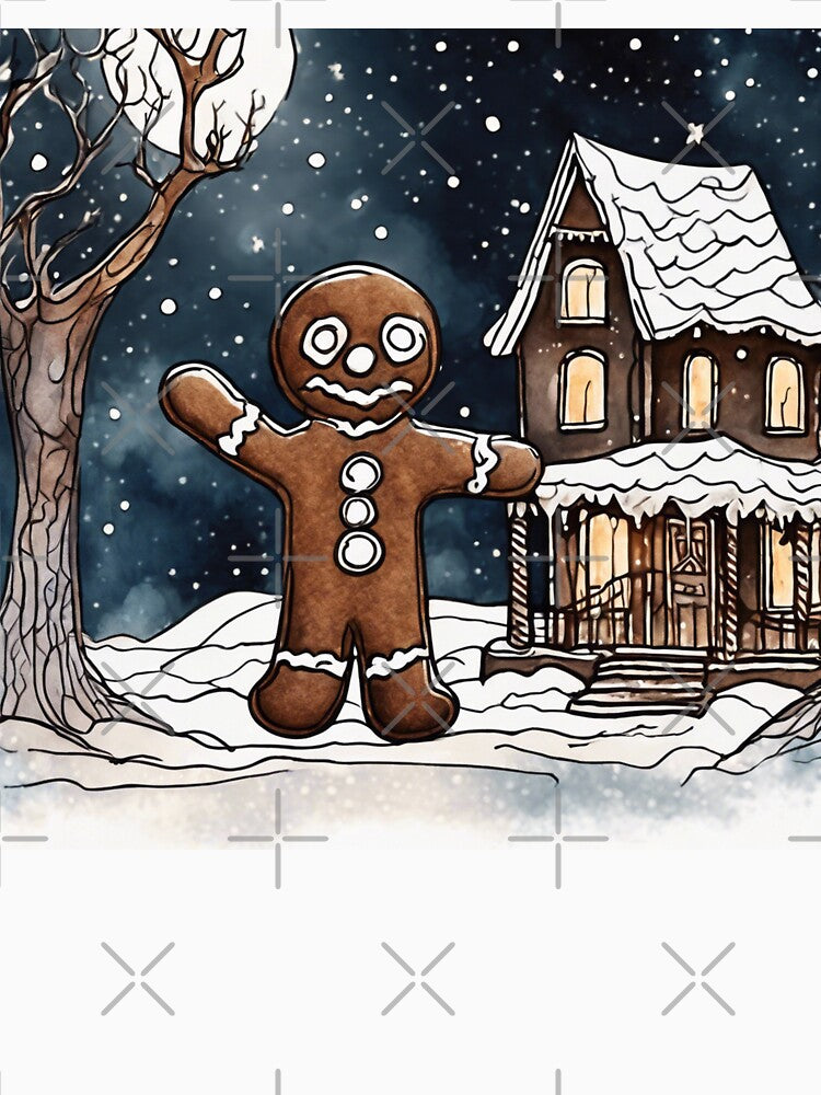 Christmas and Holiday Gingerbread man - Watercolor & Ink 2 by KBMediaArt
