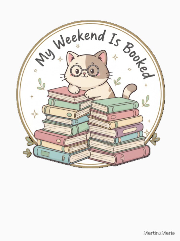 My Weekend Is Booked: Cute Cat Reading by MartinxMarie