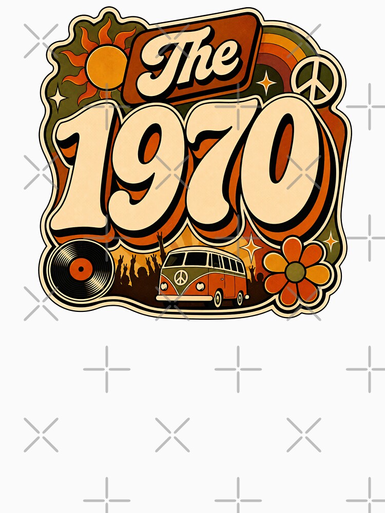 Vintage 1970 Retro Groovy Birthday Graphic by RedCircleArt