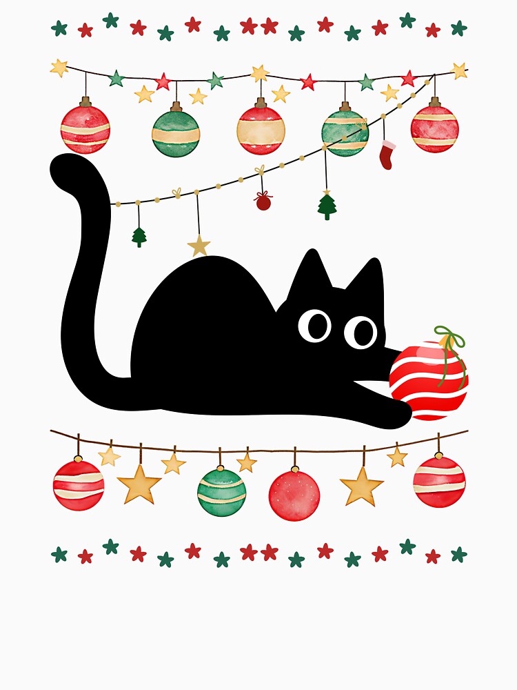 Christmas Cat Playing with Christmas Ornament - Funny Cat Lover Gift by ToxiCool